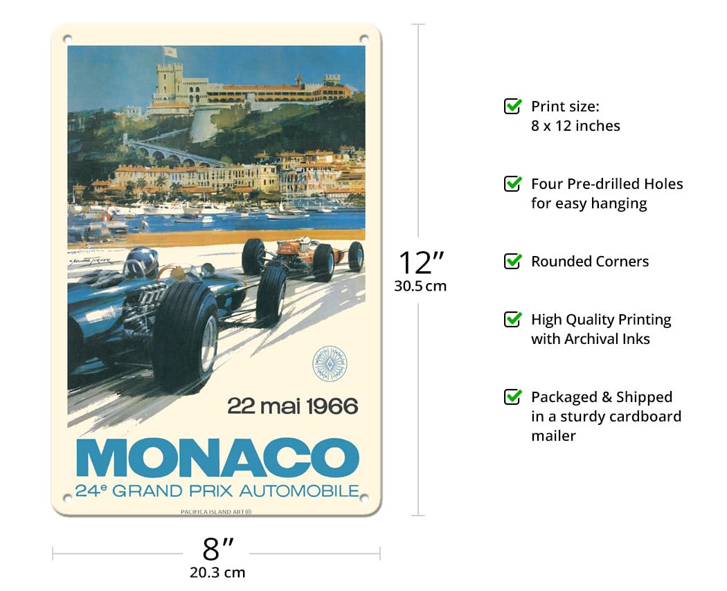 Amazon.com: Car Poster Metal Tin Sign 8x12 In | 24th Monaco Grand